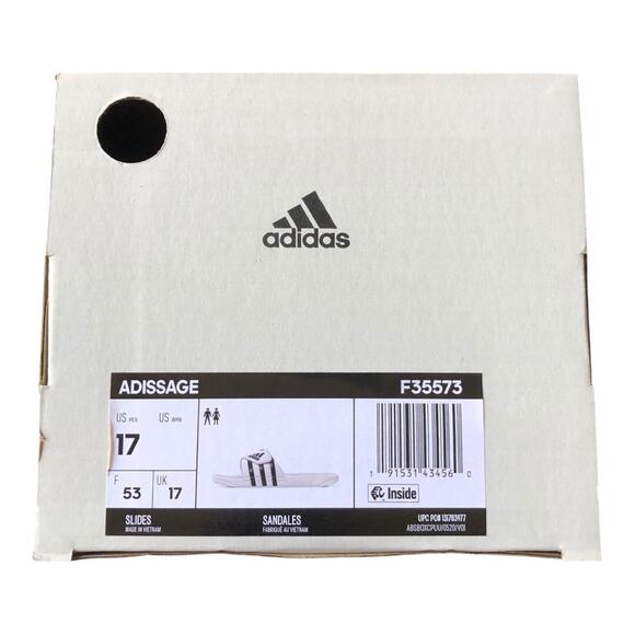 Adidas NIB Adissage Massage Post Workout Rejuvenation Slides White Black Size 17 - Picture 10 of 16
